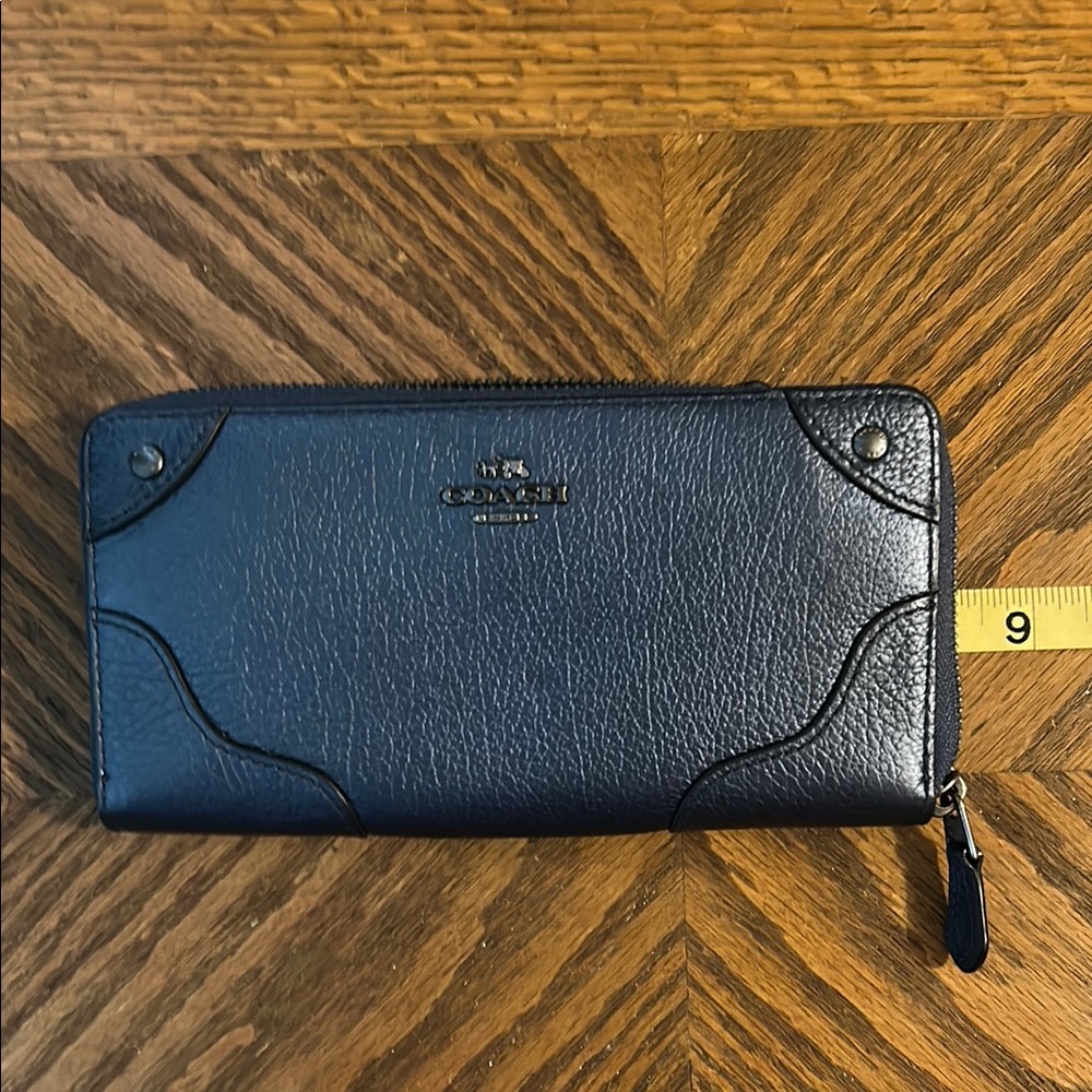 Coach Metallic Blue Leather Wallet